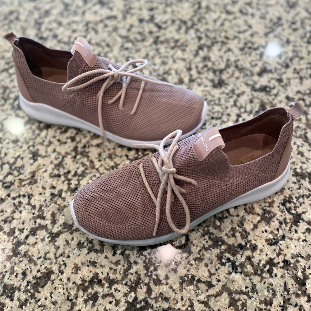 Aldo Mauve Knit Lace-Up Sneakers - Picture 4 of 6